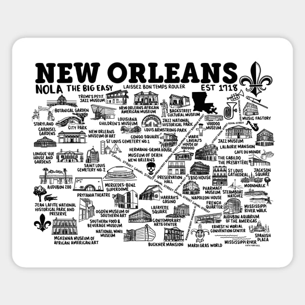 New Orleans Map Sticker by fiberandgloss